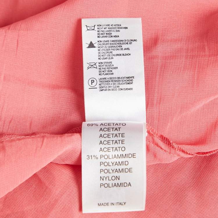 Pre Owned Blugirl Blumarine Pink Ruffled Chiffon Silk Pencil Skirt M