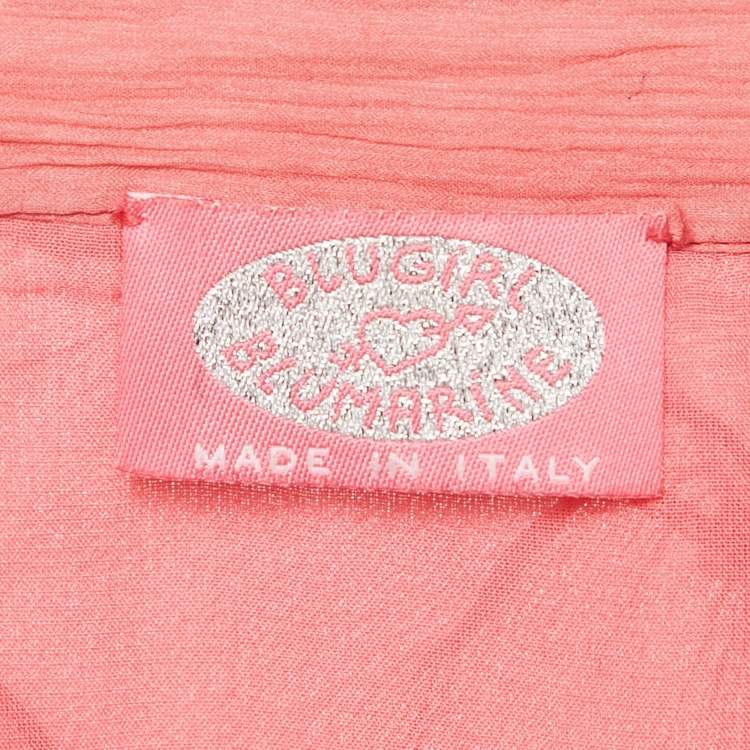 Pre Owned Blugirl Blumarine Pink Ruffled Chiffon Silk Pencil Skirt M