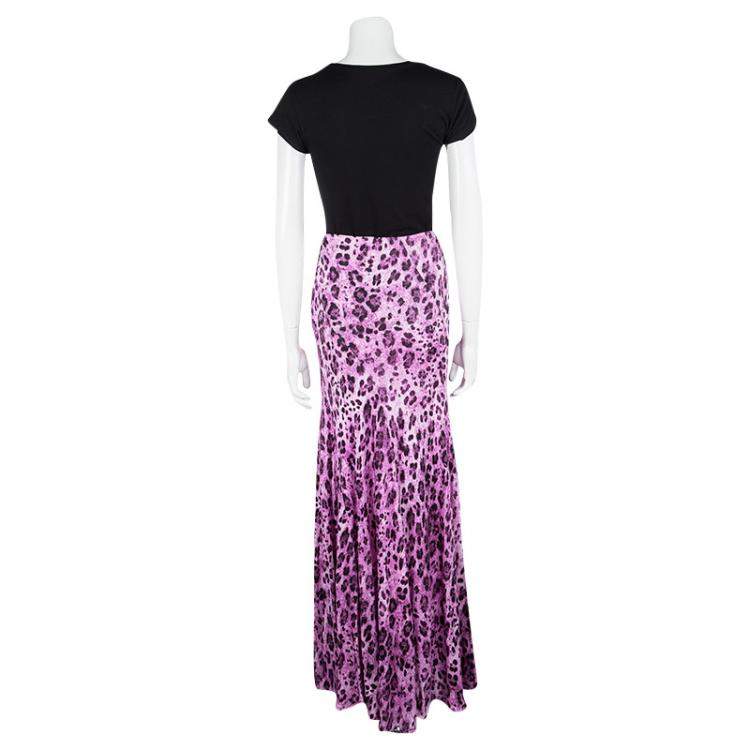 Pre Owned Blumarine Pink Animal Print Maxi Skirt S
