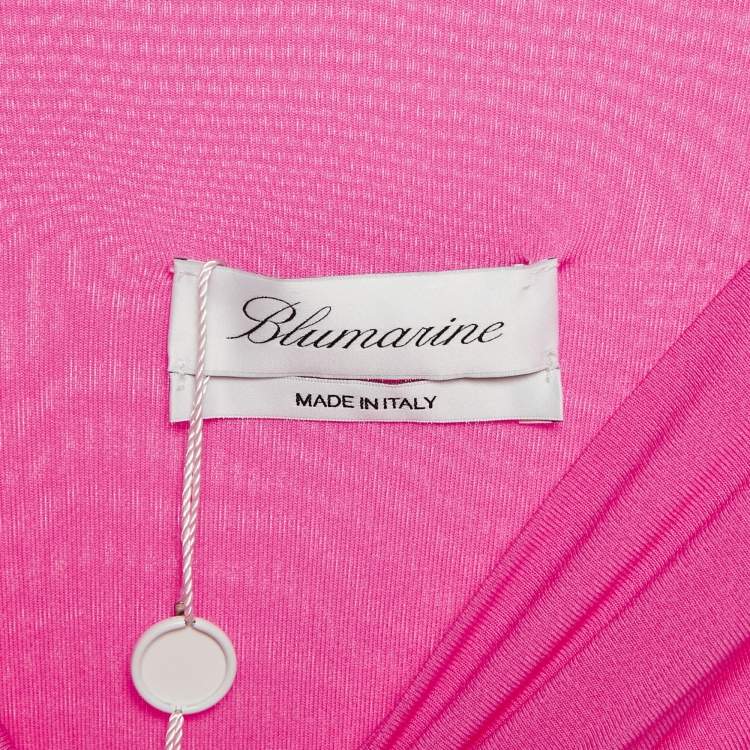 Pre Owned Blumarine Fuchsia Pink Jersey Ruched Maxi Dress M
