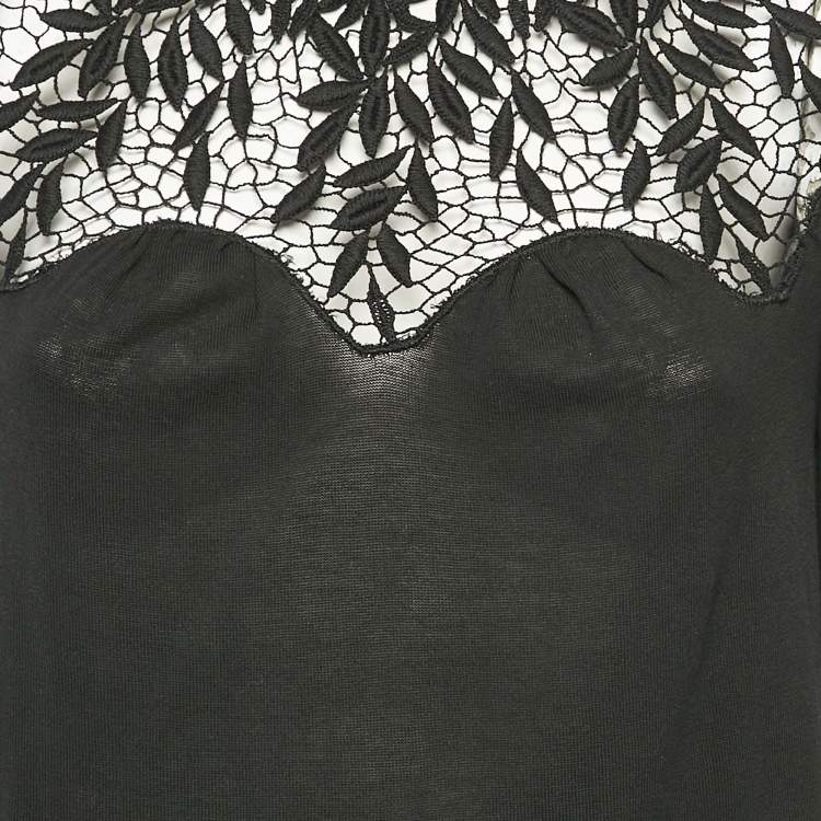 Pre Owned Blumarine Black Lace Trim Jersey Playsuit M