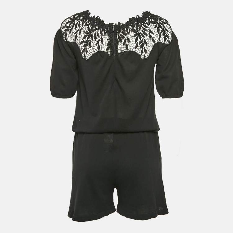 Pre Owned Blumarine Black Lace Trim Jersey Playsuit M