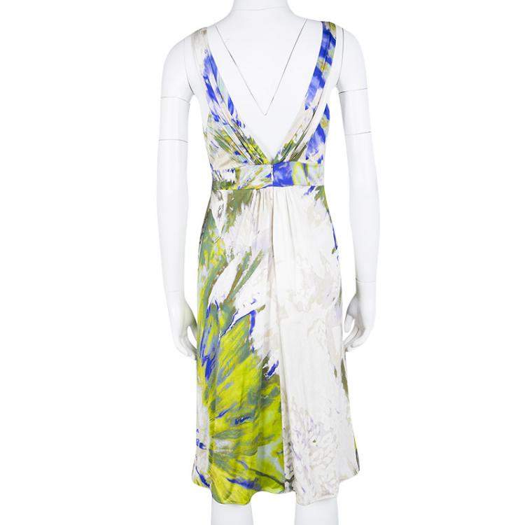 Pre Owned Blumarine Multicolour Embellished Sleeveless Silk Dress M