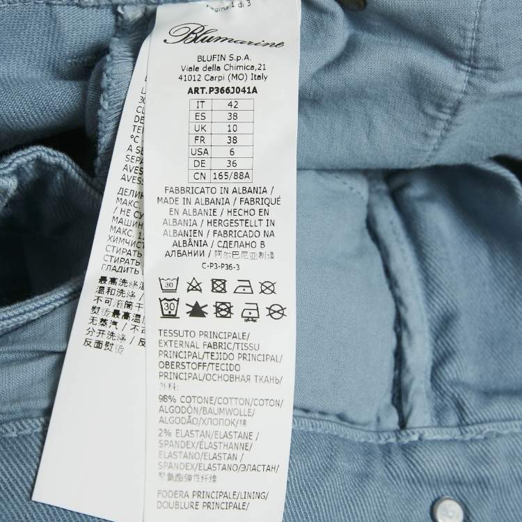 Pre Owned Blumarine Light Blue Denim Cargo Jeans M Waist 29"
