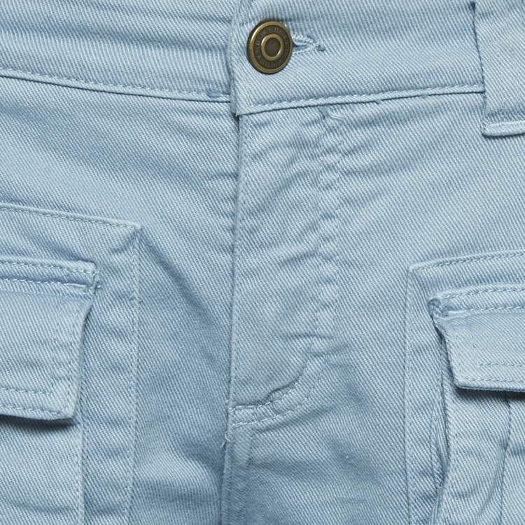 Pre Owned Blumarine Light Blue Denim Cargo Jeans M Waist 29"