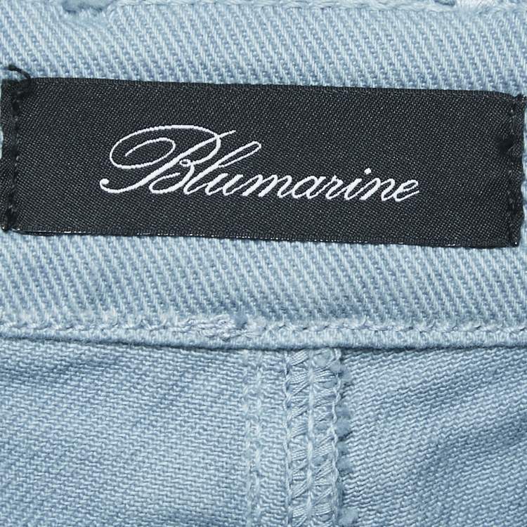 Pre Owned Blumarine Light Blue Denim Cargo Jeans M Waist 29"