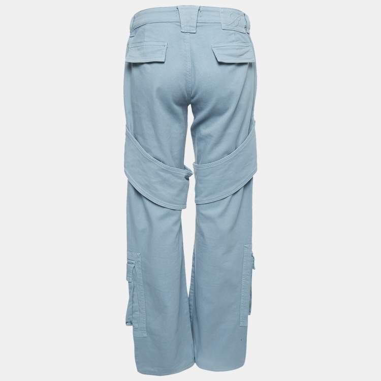 Pre Owned Blumarine Light Blue Denim Cargo Jeans M Waist 29"