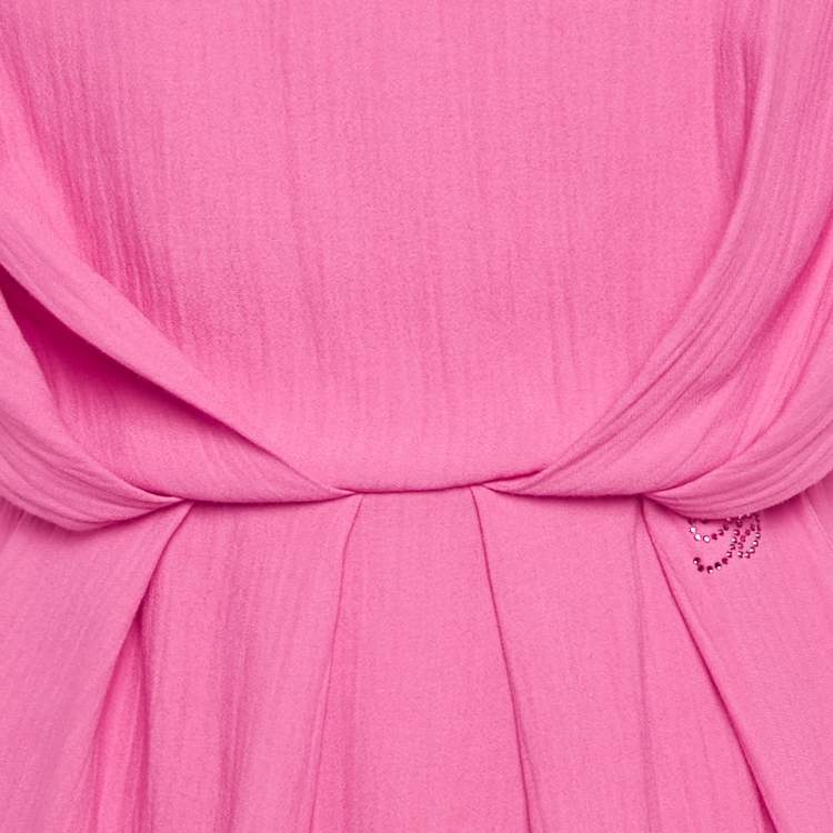 Pre Owned Blumarine Pink Crepe Sleeveless Bateau Mini Dress S