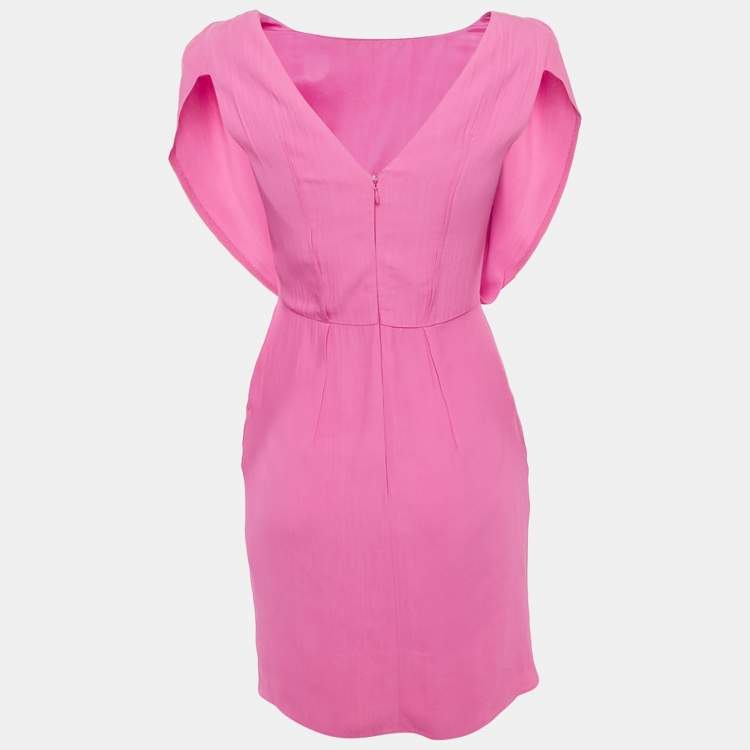 Pre Owned Blumarine Pink Crepe Sleeveless Bateau Mini Dress S
