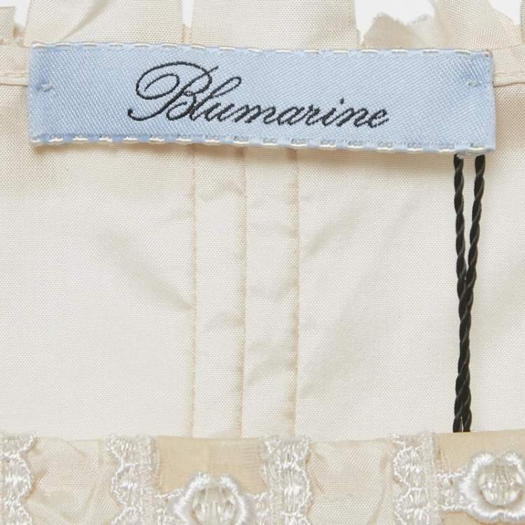 Pre Owned بلوزة بلومارين حرير مزينة بكشكشة تفاصيل كريمي كبيرة