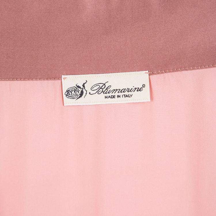 Pre Owned Blumarine Pink Satin Embroidered Contrast Trim Wrap Top L