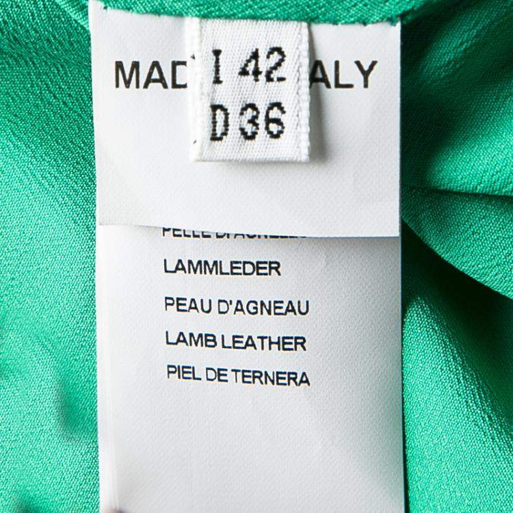 Pre Owned Blumarine Green Lamb Leather Zip Front Jacket M
