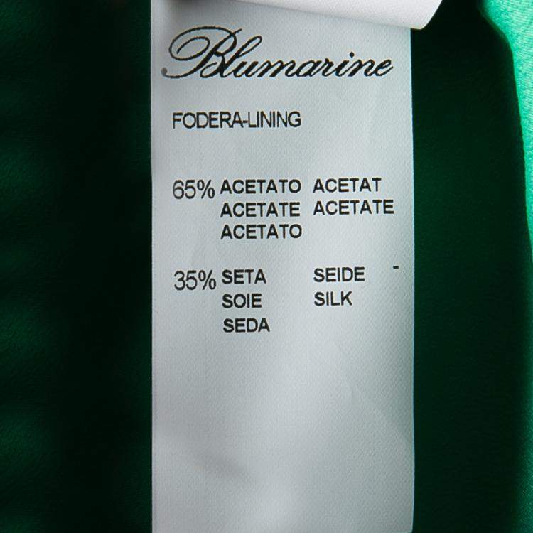 Pre Owned Blumarine Green Lamb Leather Zip Front Jacket M