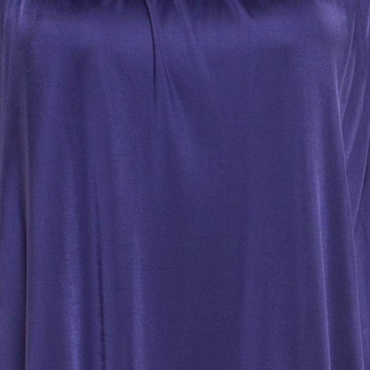 مملوكة مسبقًا Blumarine Purple Knit One Shoulder Draped Maxi Dress M 