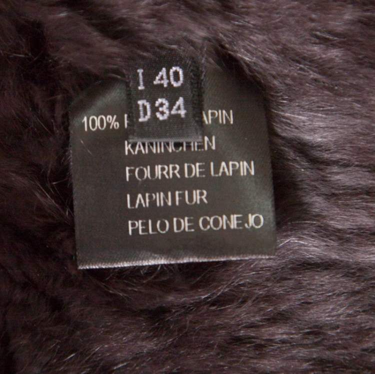 Pre Owned Blumarine Brown Rabbit Fur Open Front Shrug S