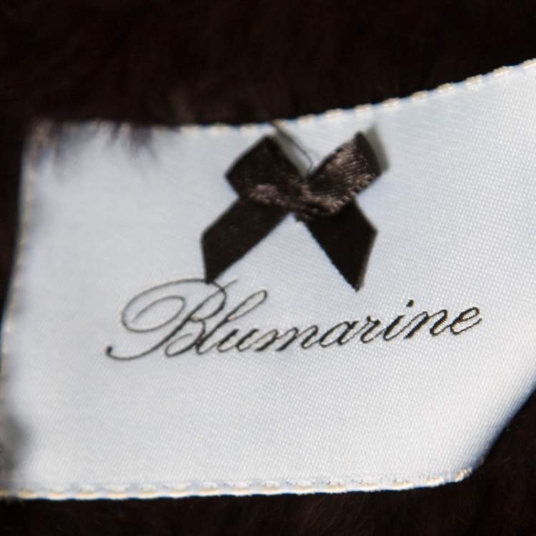 Pre Owned Blumarine Brown Rabbit Fur Open Front Shrug S
