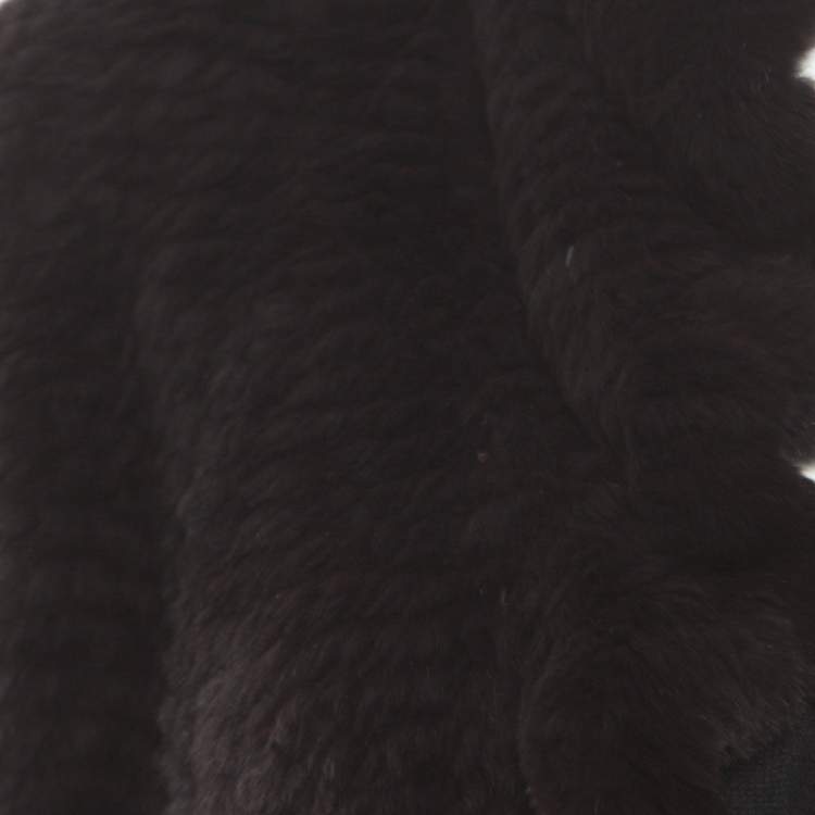 Pre Owned Blumarine Brown Rabbit Fur Open Front Shrug S