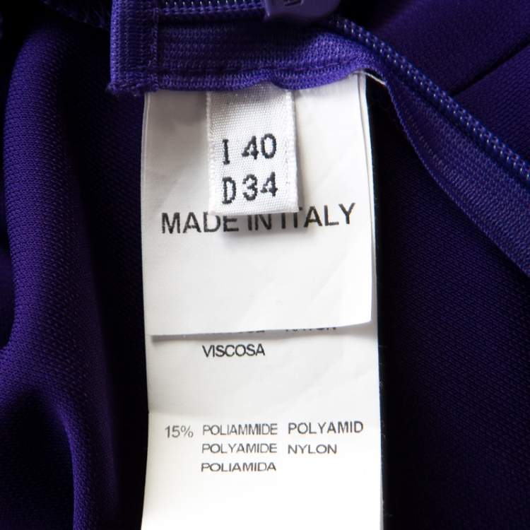 Pre Owned Blumarine Purple Embellished Draped Halter Gown S