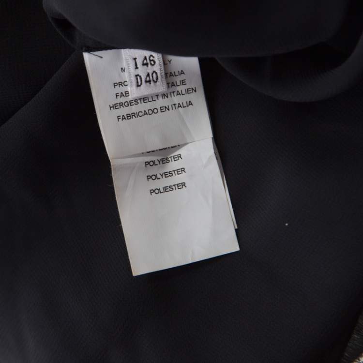 Pre Owned Blumarine Sheer Black Crepe Beaded Trim Cape Sleeve Blouse L
