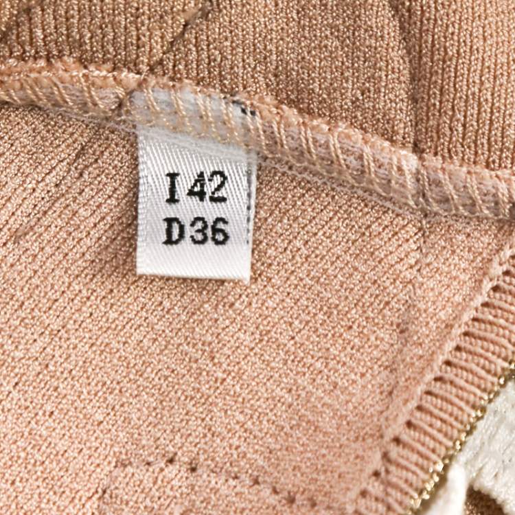Pre Owned Blumarine Beige Knit Gold Embroidered Detail Dress M
