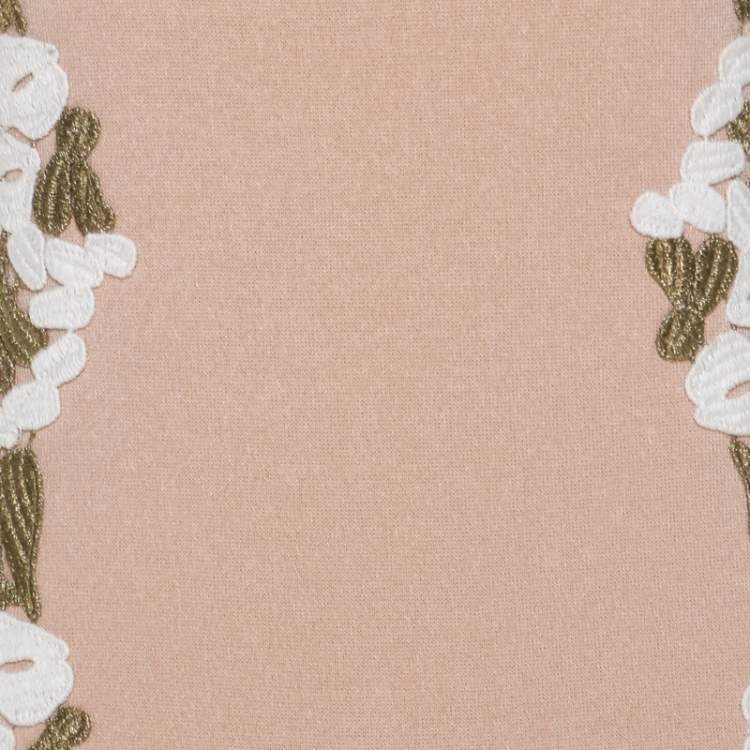 Pre Owned Blumarine Beige Knit Gold Embroidered Detail Dress M