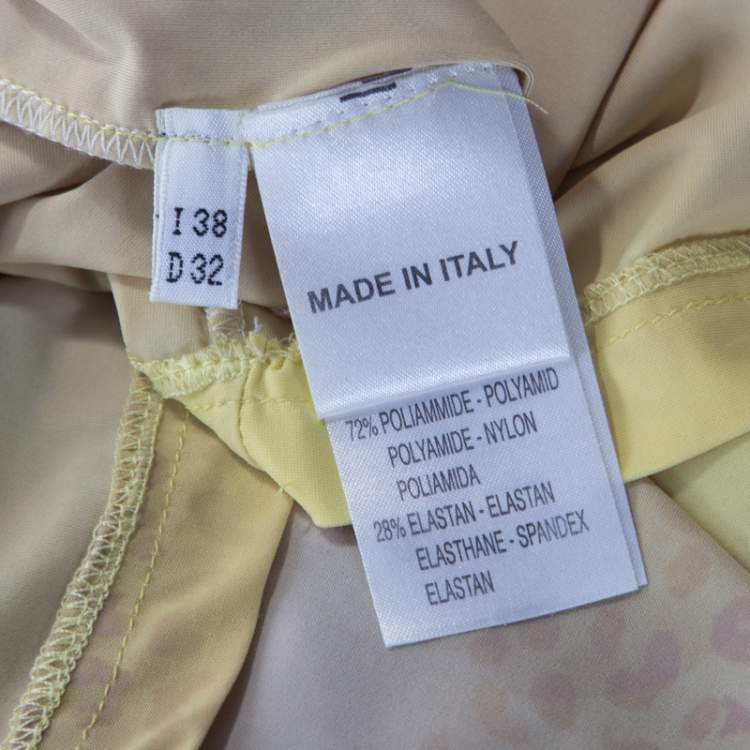 Pre Owned Blumarine Yellow Printed Applique Detail Short Dress S