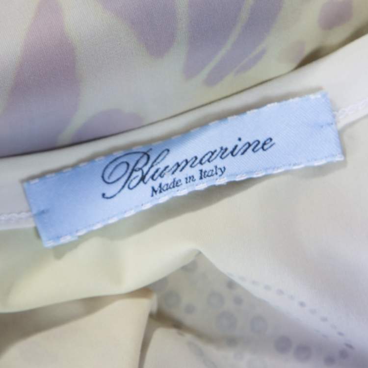 Pre Owned Blumarine Yellow Printed Applique Detail Short Dress S