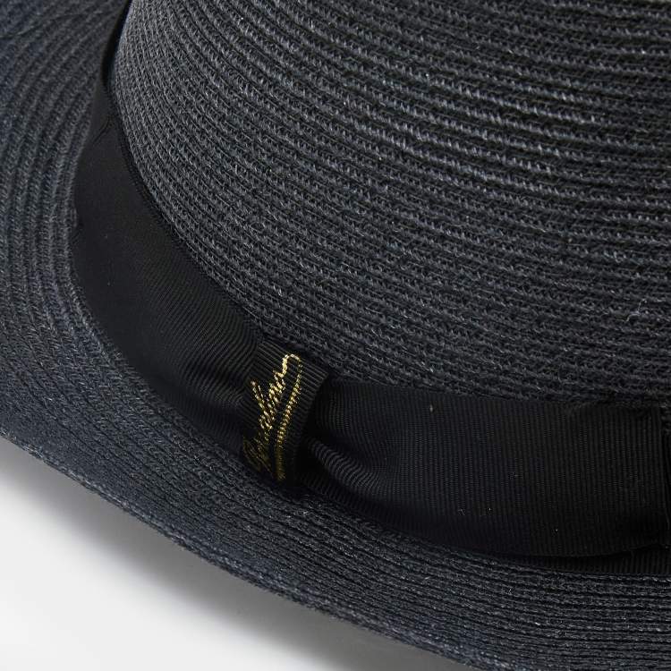 Pre Owned Borsalino Black Straw Treccia Canapa Hat 