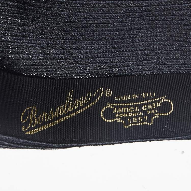 Pre Owned Borsalino Black Straw Treccia Canapa Hat 