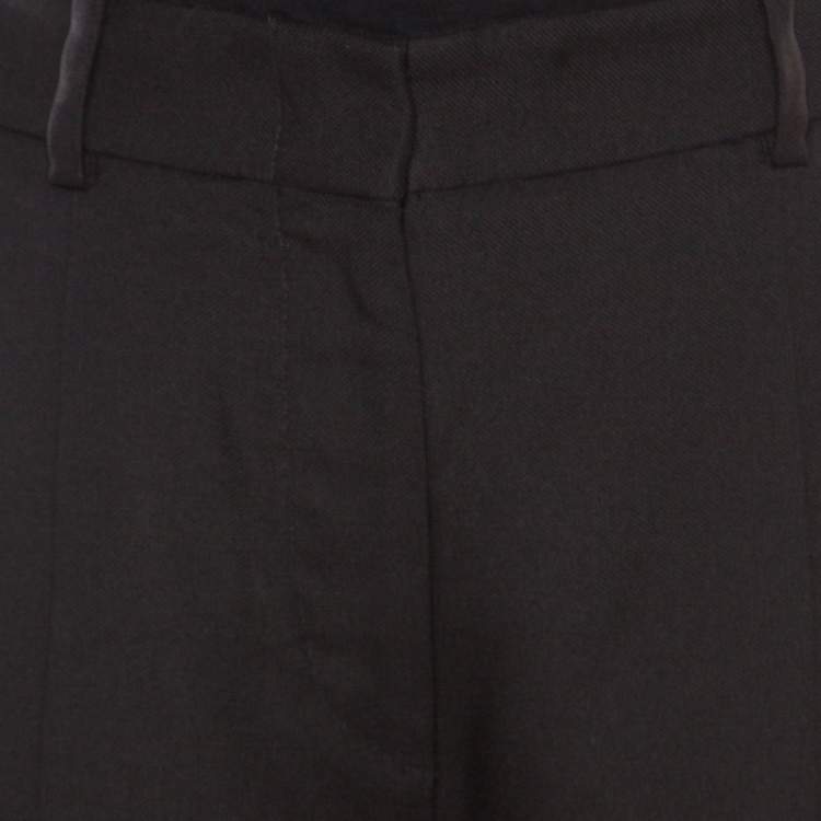 Pre Owned Borbonese Black Satin Paneled Straight Fit Trousers M