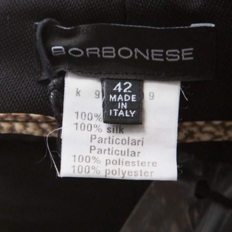 Pre Owned Borbonese Black Satin Paneled Straight Fit Trousers M