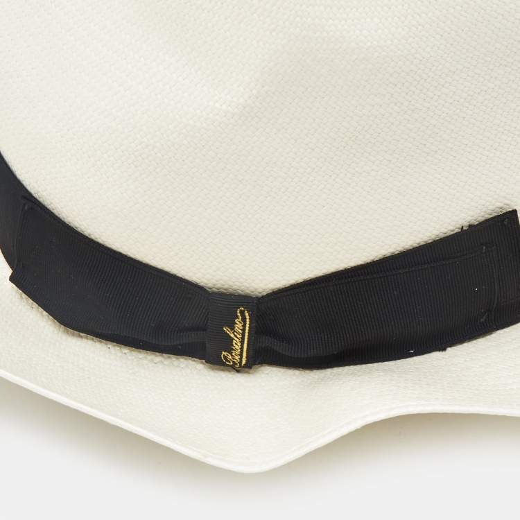 Pre Owned Barselino Off-White Straw Panama Hat