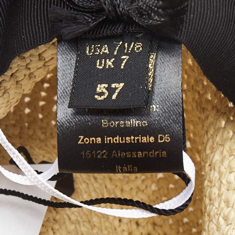 Pre Owned Borsalino Brown Straw Semi Crochet Panama Hat 