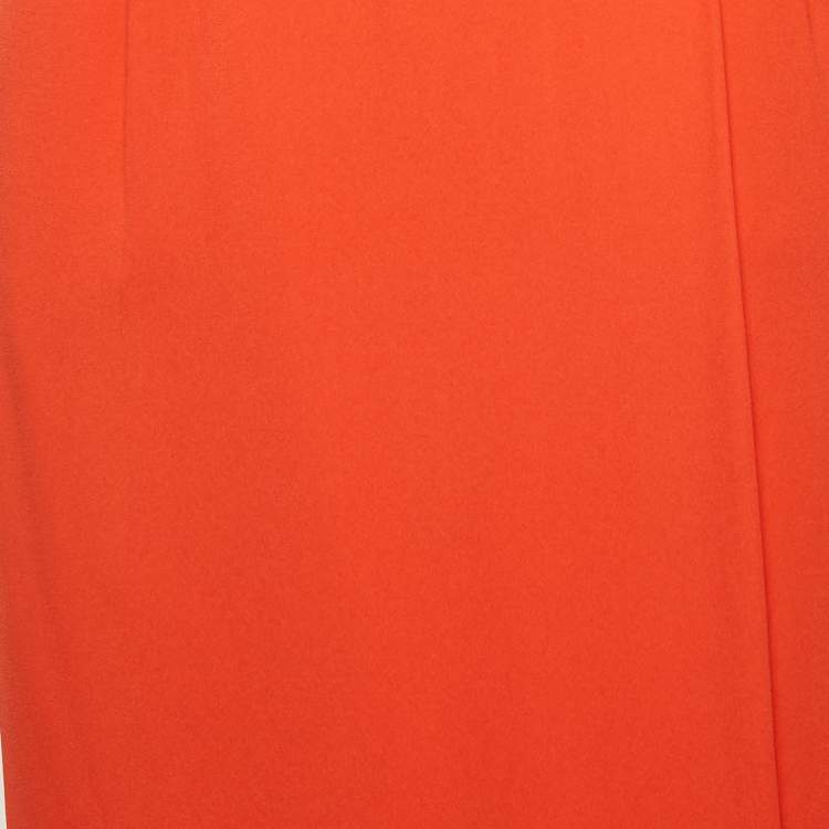 Pre Owned Boss By Hugo Boss Orange Crepe Draped Knee Length Skirt S
