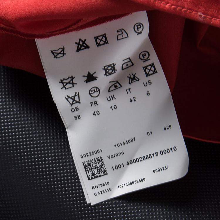 Pre Owned Boss by Hugo Boss Red Silk Satin Varana Maxi Skirt M