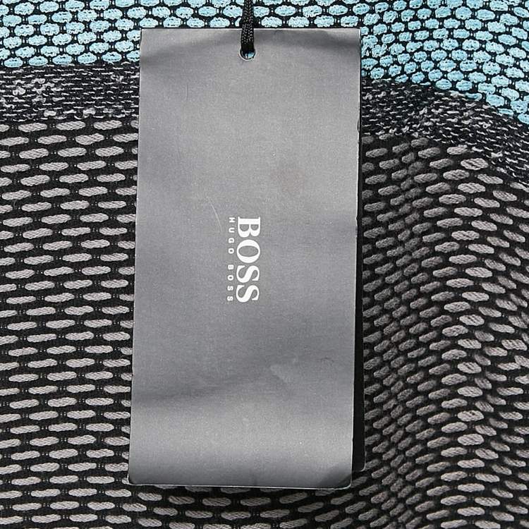 Pre Owned Boss By Hugo Boss Black/Blue Textured Cotton Blend Short Dress S