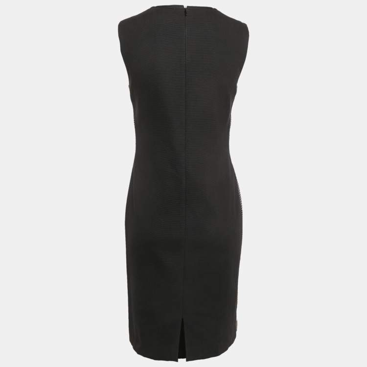 Pre Owned Boss By Hugo Boss Black/Blue Textured Cotton Blend Short Dress S