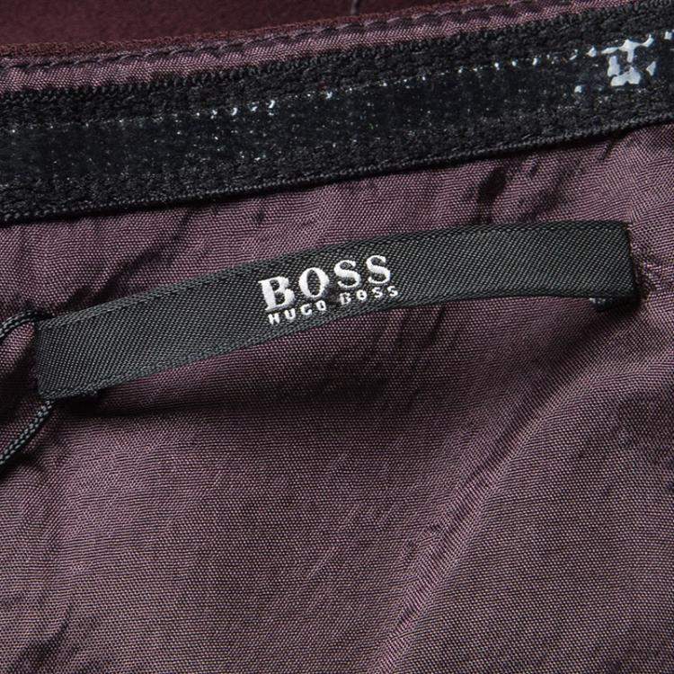 Pre Owned Boss By Hugo Boss Burgundy Draped Strapless Dilusia Maxi Dress M