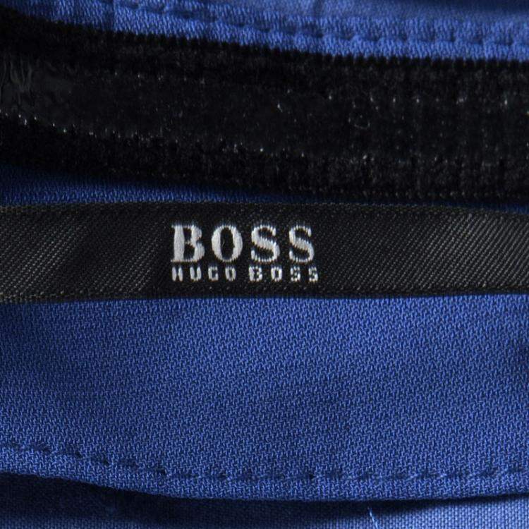 Pre Owned Boss By Hugo Boss Blue Drape Detail Maxi Drapiella Dress L