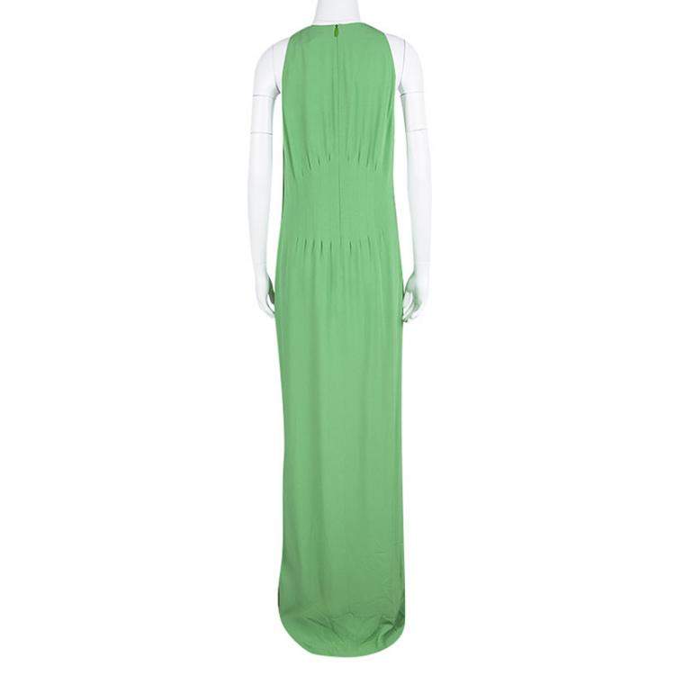 Pre Owned Boss By Hugo Boss Green V-Neck Dallisia  Sleeveless  Maxi Dress M