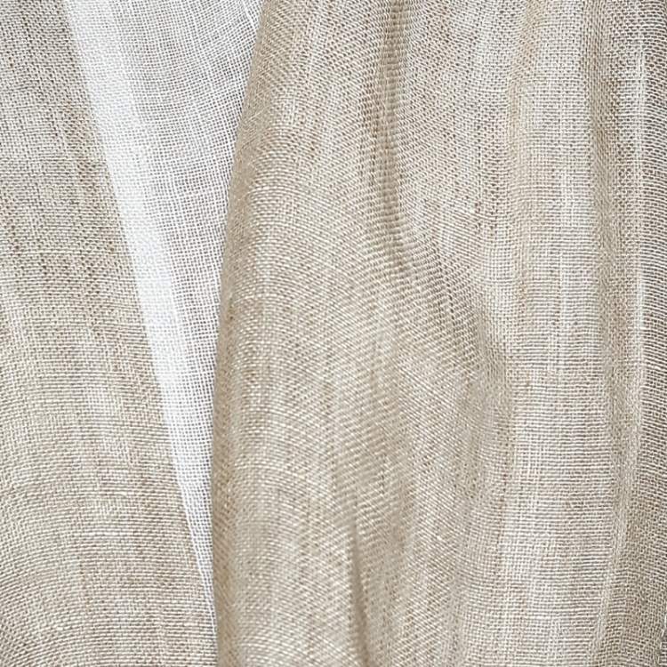 Pre Owned Boss By Hugo Boss Beige And White Linen Scarf