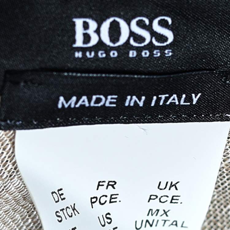 Pre Owned Boss By Hugo Boss Beige And White Linen Scarf