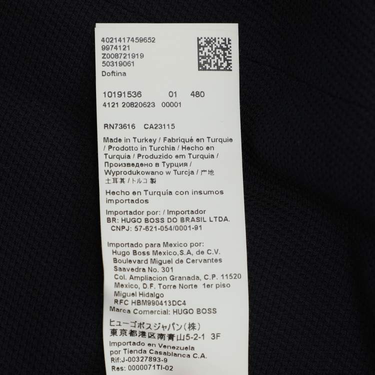 Pre Owned Boss by Hugo Boss Navy Blue Wool Blend Button Front Belted Long Coat S