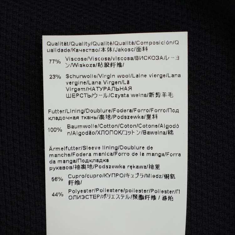 Pre Owned Boss by Hugo Boss Navy Blue Wool Blend Button Front Belted Long Coat S