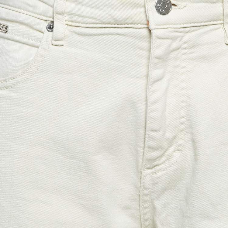 Pre Owned Boss By Hugo Boss White Denim The Jackie Slim Crop Jeans M Waist 30"