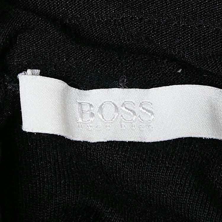 Pre Owned Boss By Hugo Boss Black Patterned Jersey Full Sleeve Sweater S