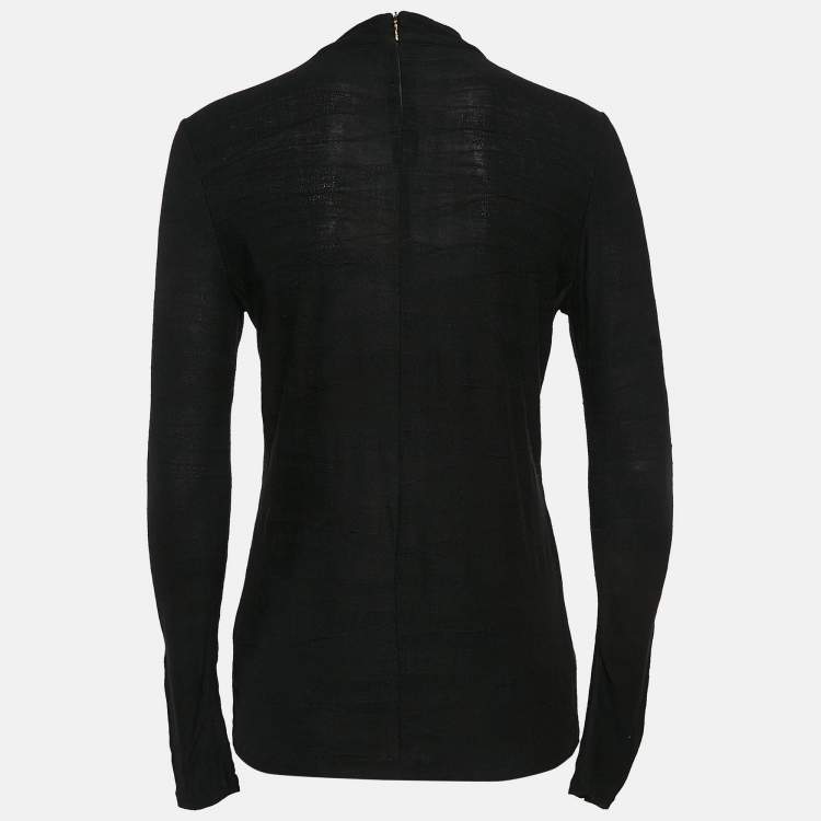 Pre Owned Boss By Hugo Boss Black Patterned Jersey Full Sleeve Sweater S