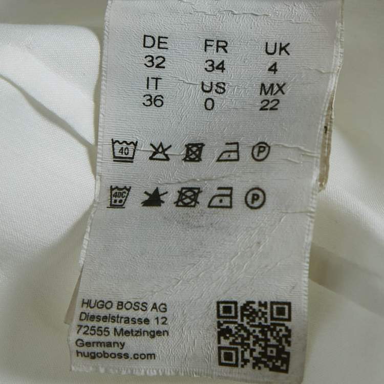 Pre Owned Boss By Hugo Boss White Cotton Blend Fitted Shirt XS