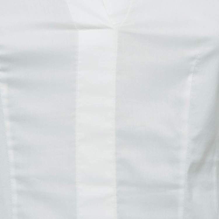 Pre Owned Boss By Hugo Boss White Cotton Blend Fitted Shirt XS