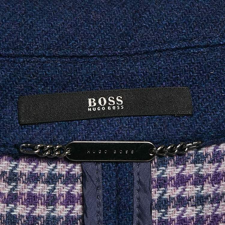 Pre Owned Boss By Hugo Boss Royal Blue Wool Blend Belted Long Trenchcoat S